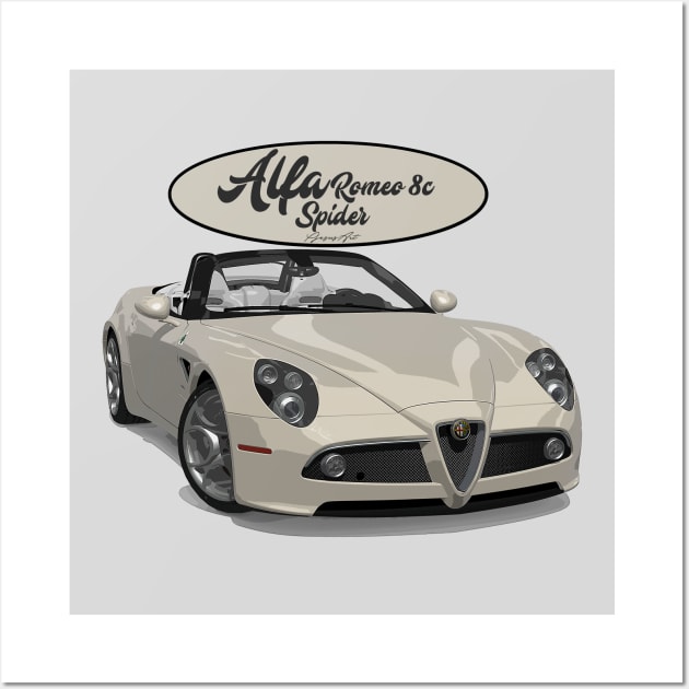 ALFA ROMEO 8C SPIDER White Wall Art by PjesusArt